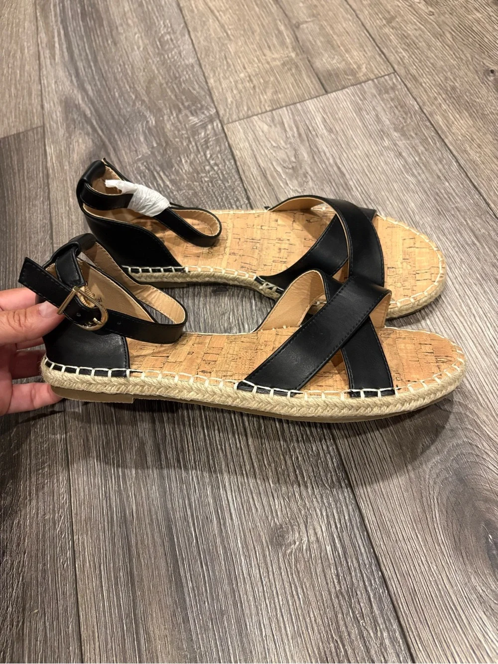 Women's Black Espadrille Ankle-Strap Sandals